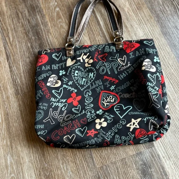 Coach Poppy graffiti tote Purse y2k - Picture 2 of 11
